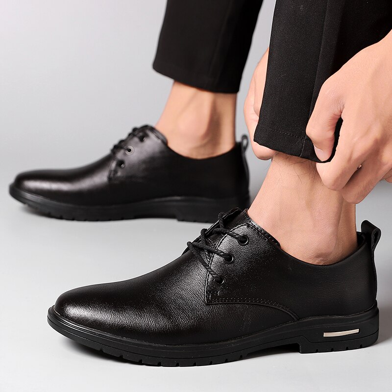 Kengät miehet nahka vapaa-ajan kengät nauhat hengittävät oxford kengät ulkoilu bisnesjuhla kengät mies chaussure homme