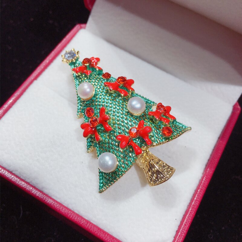 SHDIYAYUN Parel Broche Kerstboom Broche Voor Vrouwen Gold Broche Pins Natuurlijke Zoetwater Parel Sieraden Decoratie