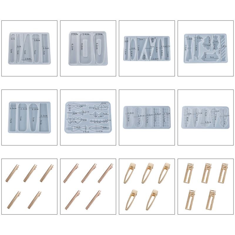 Przezroczysta żywica epoksydowa żywica formy klips do włosów Barrette odlewania formy silikonowe DIY rzemiosło biżuteryjna spinka do włosów Making Tools