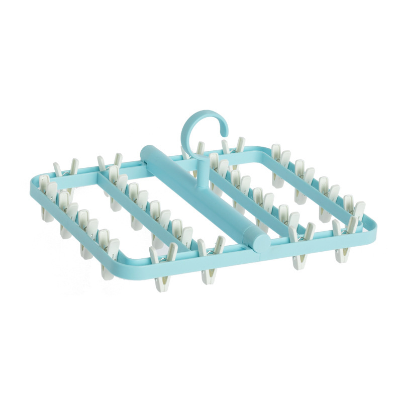 Clothes Rack Foldable Anti-winding Firm Clothes Line 360° Omnidirectional Rotation Clothes Drying Rack: Blue And White