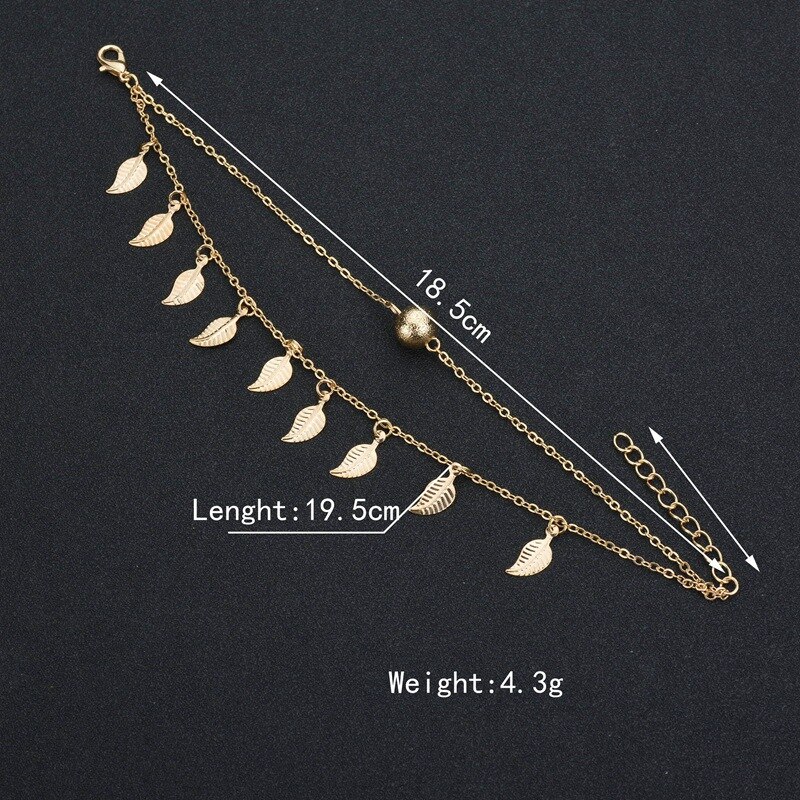 Enkelbanden Vrouwen Strand Voeten Armbanden Leaf Decoratie Boho Been Armband Rvs Enkelband Lichtmetalen Sieraden Accessoires