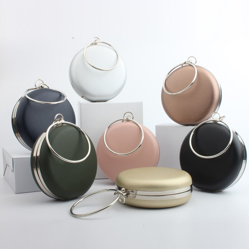 Ronde dames avondtassen diamanten eenvoudig rood blauw zilver zwart goud gemengd dag clutches ketting schoudertassen