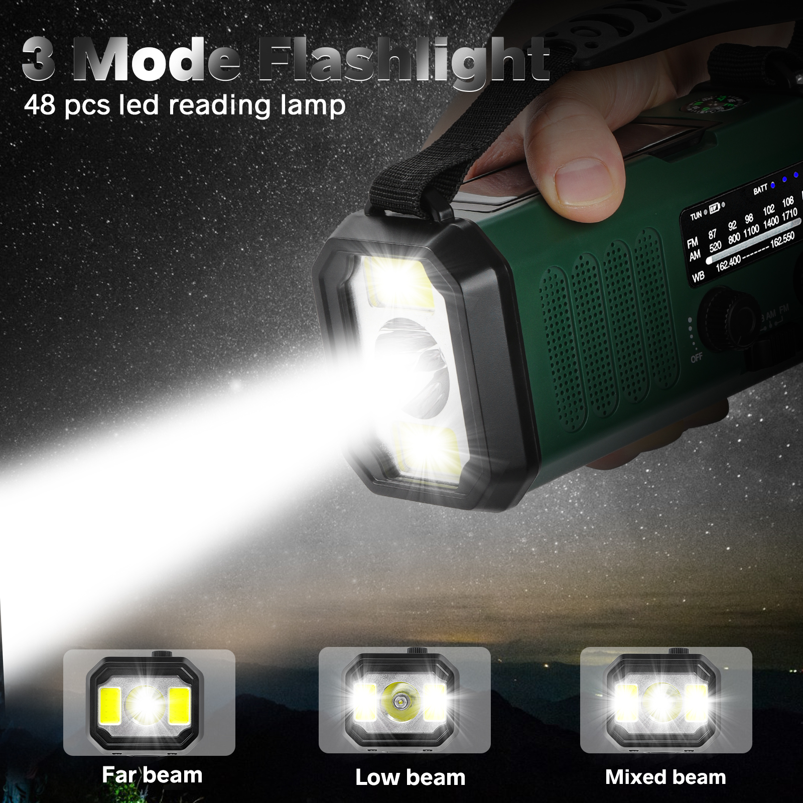 Woopker Radio E30 10000mAh Radio awaryjne FM Solar Generator korby ręcznej AM/FM/NOAA LED Przenośne radio SOS Alarm Power Bank