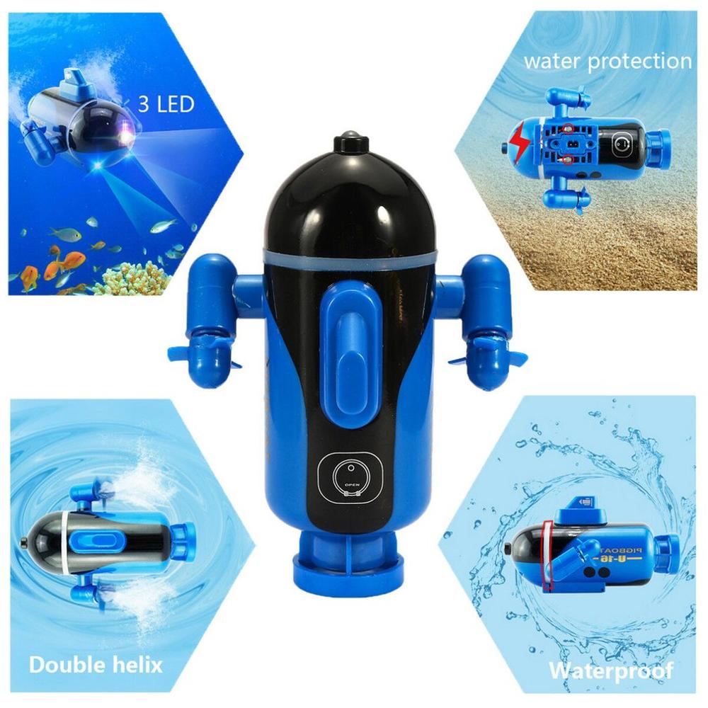 Micro Radio Remote Control Boat Toy RC Submarine Ship Boat With LED Light Toy Waterproof Submarine Simulation Model Toys