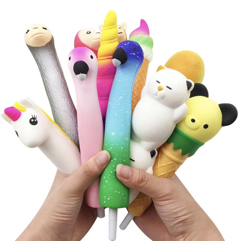 Kawaii Kat Eenhoorn Pen Cap Squishy Langzaam Stijgende Potlood Houder Zachte Squeeze Toy Stress Relief Xmas Speelgoed Voor kinderen