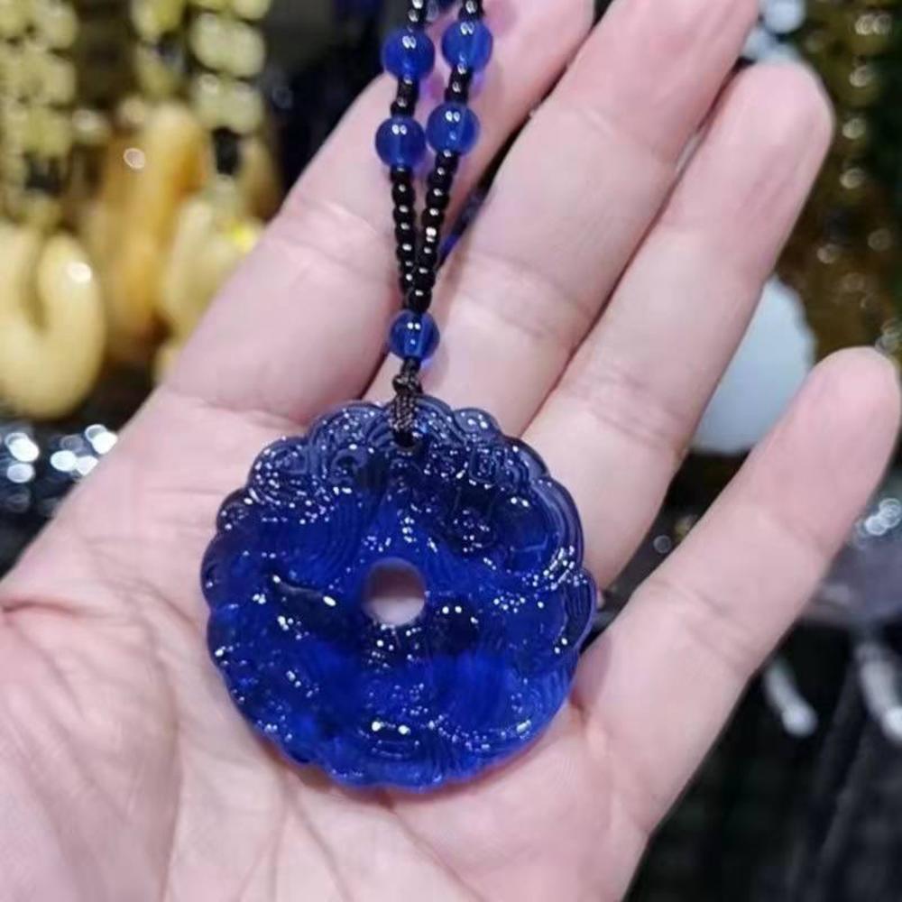 Grön jade handskuren drake ihålig jadehänge halsband kinesisk amulett kvinnor mans lyckohalsband smycken