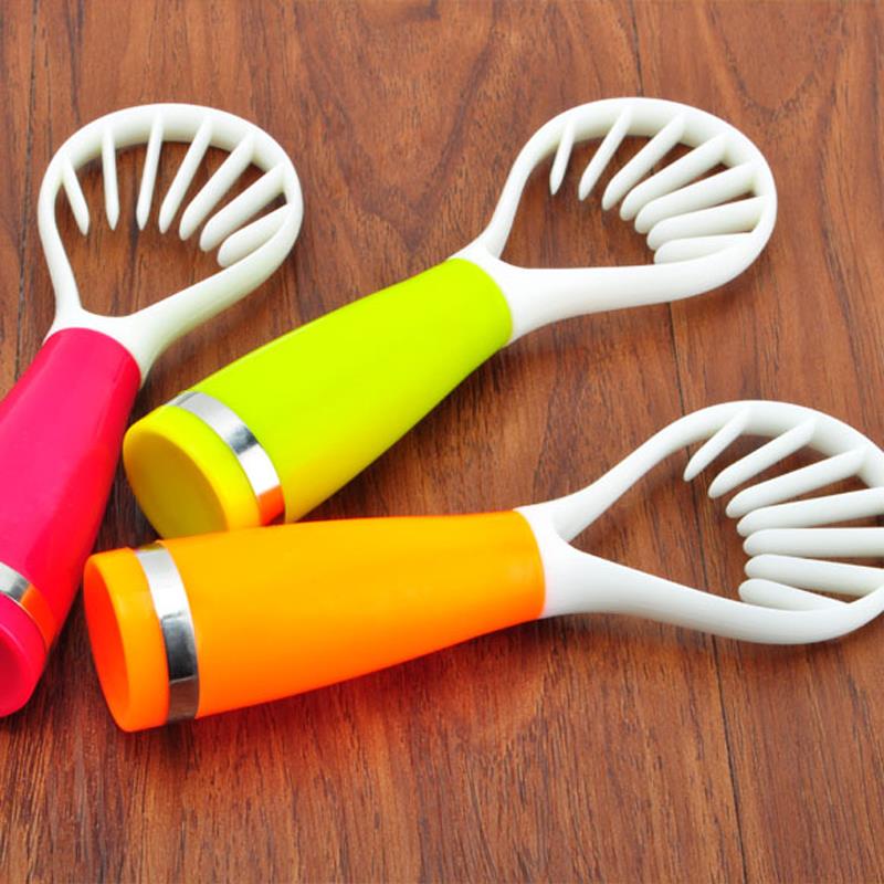 Godis färgad multifunktionell fruktmassa utgrävd sked splitter fröade köksredskap remsa skärare plast frukt gräv sked