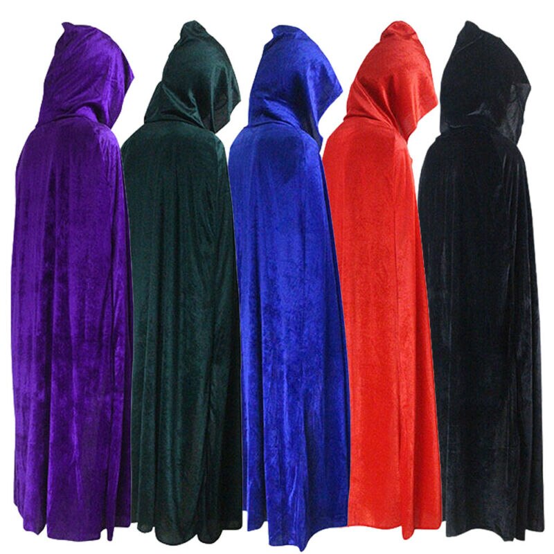 Women Men Death Cloak Adults Velvet Cloaks Velvet Hooded Vampire Cape Cloak Halloween Fancy unisex 5 Colors Costume