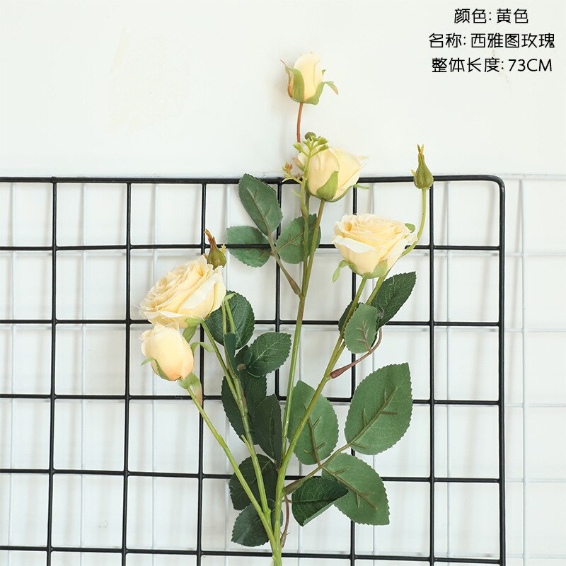 Rose Imitation Flowers INS-Style Home Decoration Wedding Boquet Holder Wall Plant Wall Artificial Flower Dy1-3506: Yellow