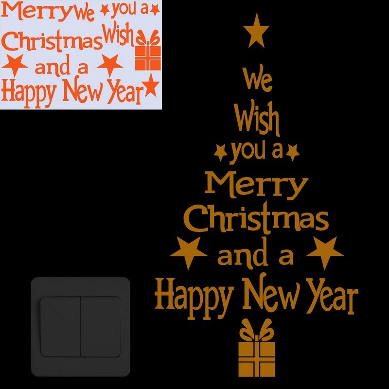 Merry Christmas Tree Glow in the Dark Wall Stickers Happy Year Shop Window Home Decor Switch DIY Decoration Luminous Sticker: OR