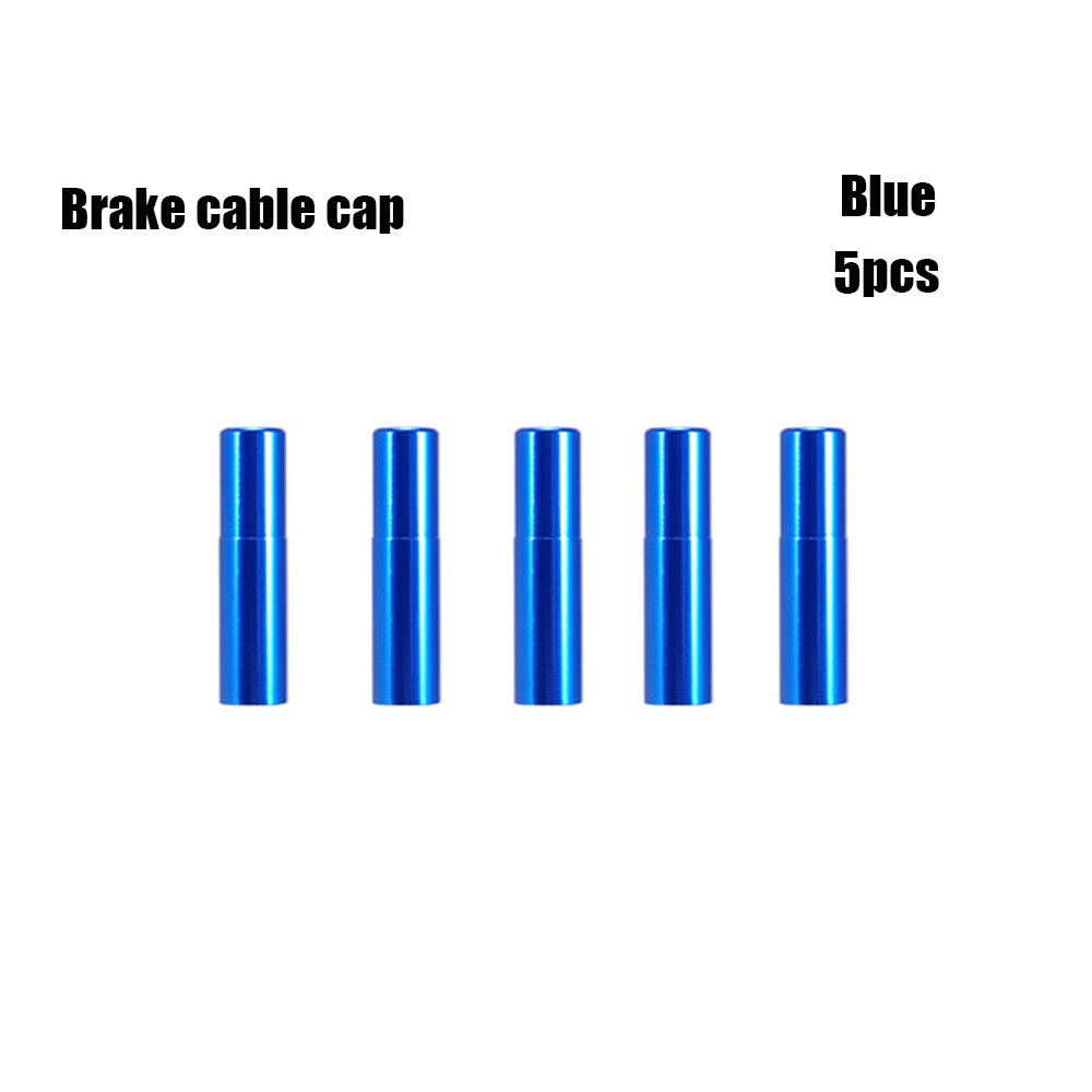 Tapa de Cable de cambio de freno/desviador de aluminio, 5 piezas, 4 colores, tapa de punta de extremo de bicicleta para exteriores, accesorios de piezas de ciclismo de montaña y carretera: Blue Brake Caps