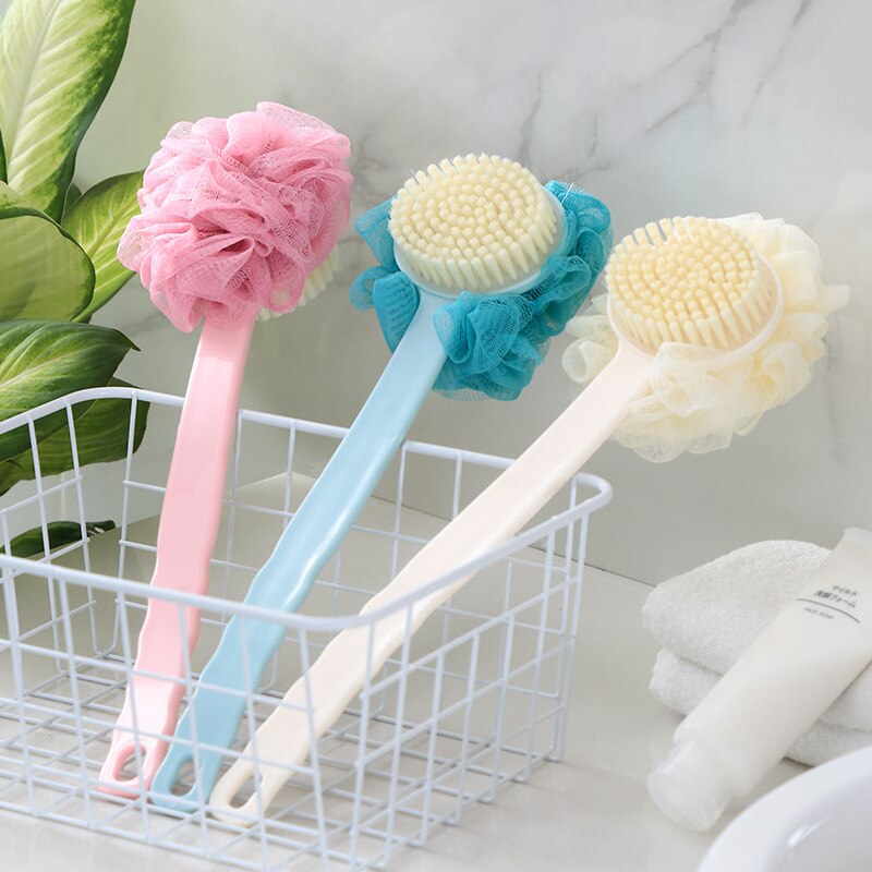 Cepillo de esponja para ducha de baño, accesorio colgante de mango largo, malla suave para la espalda, recién llegado