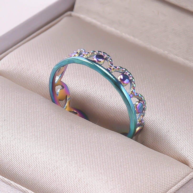 Anello corona in acciaio inossidabile per donna uomo Anello aperto regolabile irregolare Accessori per gioielli di moda punk minimalista Regali per feste: Viola