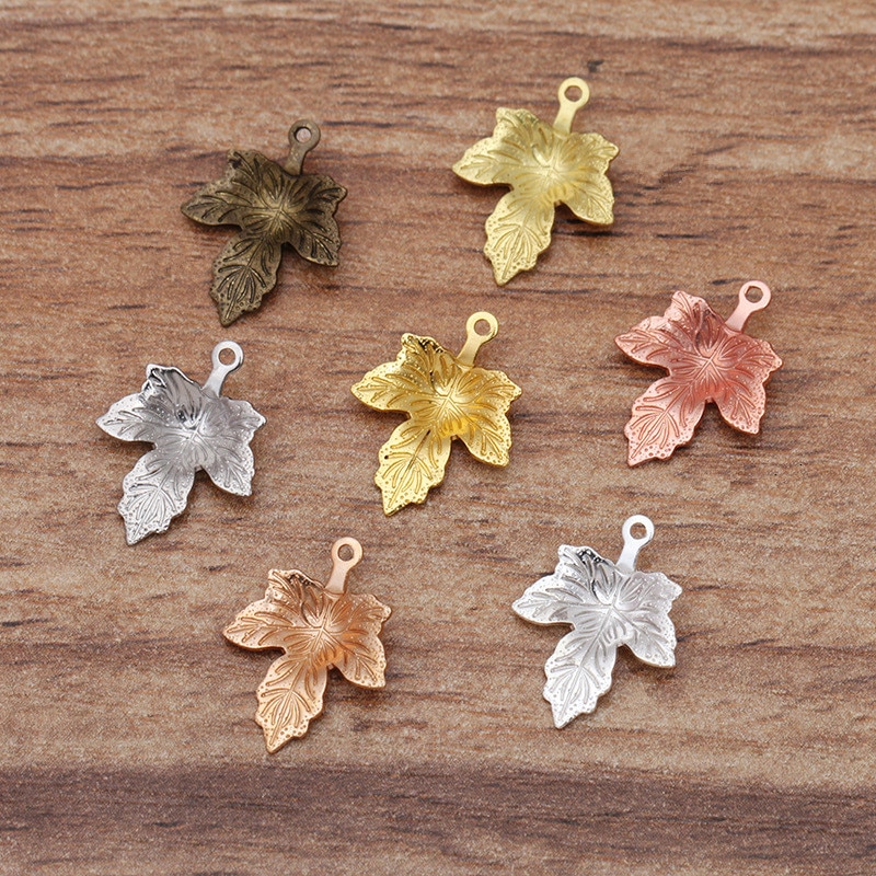 20pcs/lot 12*15mm Maple Leaf Charms For DIY Hair Jewelry Earrings Leaves Pendants Jewelry Making Accessories Parts 030