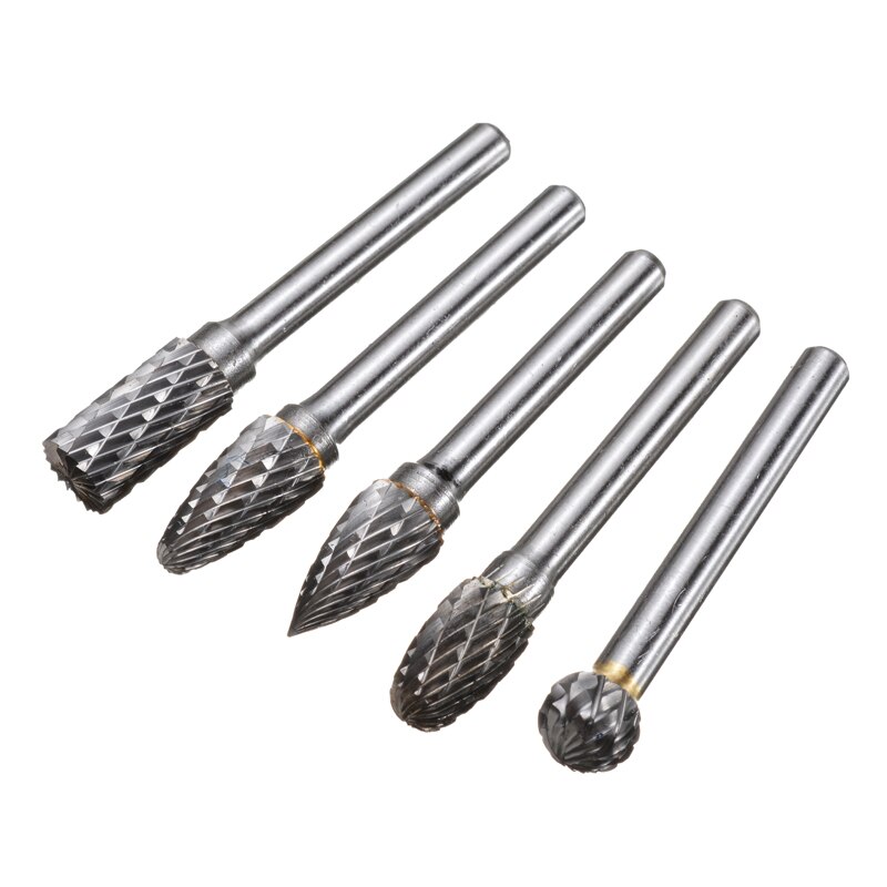 5 pièces 6mm tige carbure de tungstène fichiers rotatifs meulage fraise jeu de forets pour enlèvement rapide des métaux outil pneumatique électrique