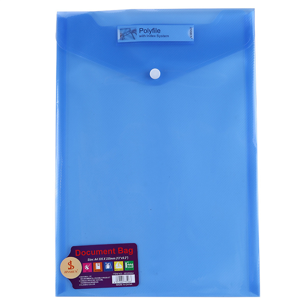 6 Pack Poly Envelopes File Folder With Label Pocket Clear A4 Transparent Document Organizer Snap Closure Expandable File Pouch: 6pcs-A4-1-Blue