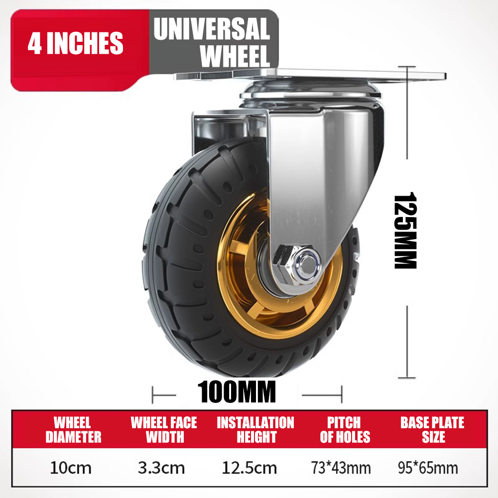 Caster Wheels 3/4/5inches Side Mount Small Rubber Furniture Castors Swivel Cartwheels for Trolley Cabinet: Red