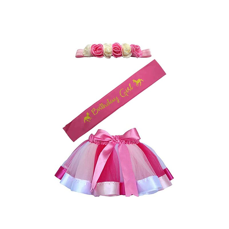 3 tipi di fiocco nodo fascia a strati festa danza abbigliamento per bambini 3-7 anni Multicolor principessa Mini Tutu gonna abito gonna in Tulle: C-3