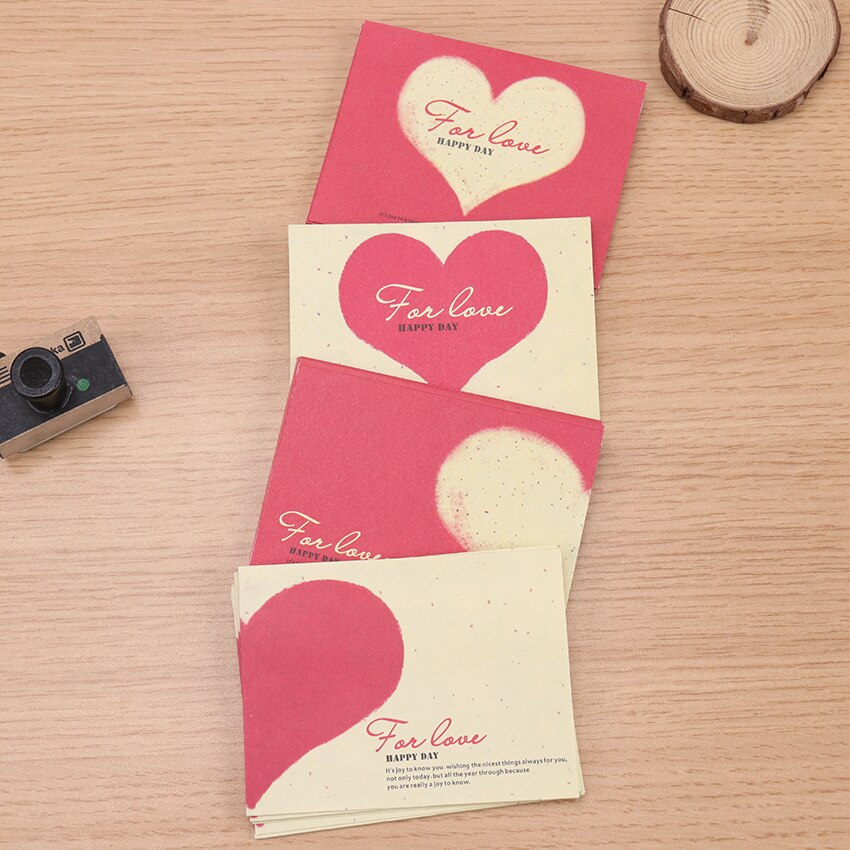 Sobres pequeños de estilo occidental, sobres pequeños de estilo Kawaii con corazón de amor, Mini sobres bonitos para ventana, papelería de dibujos animados, 10 Uds.