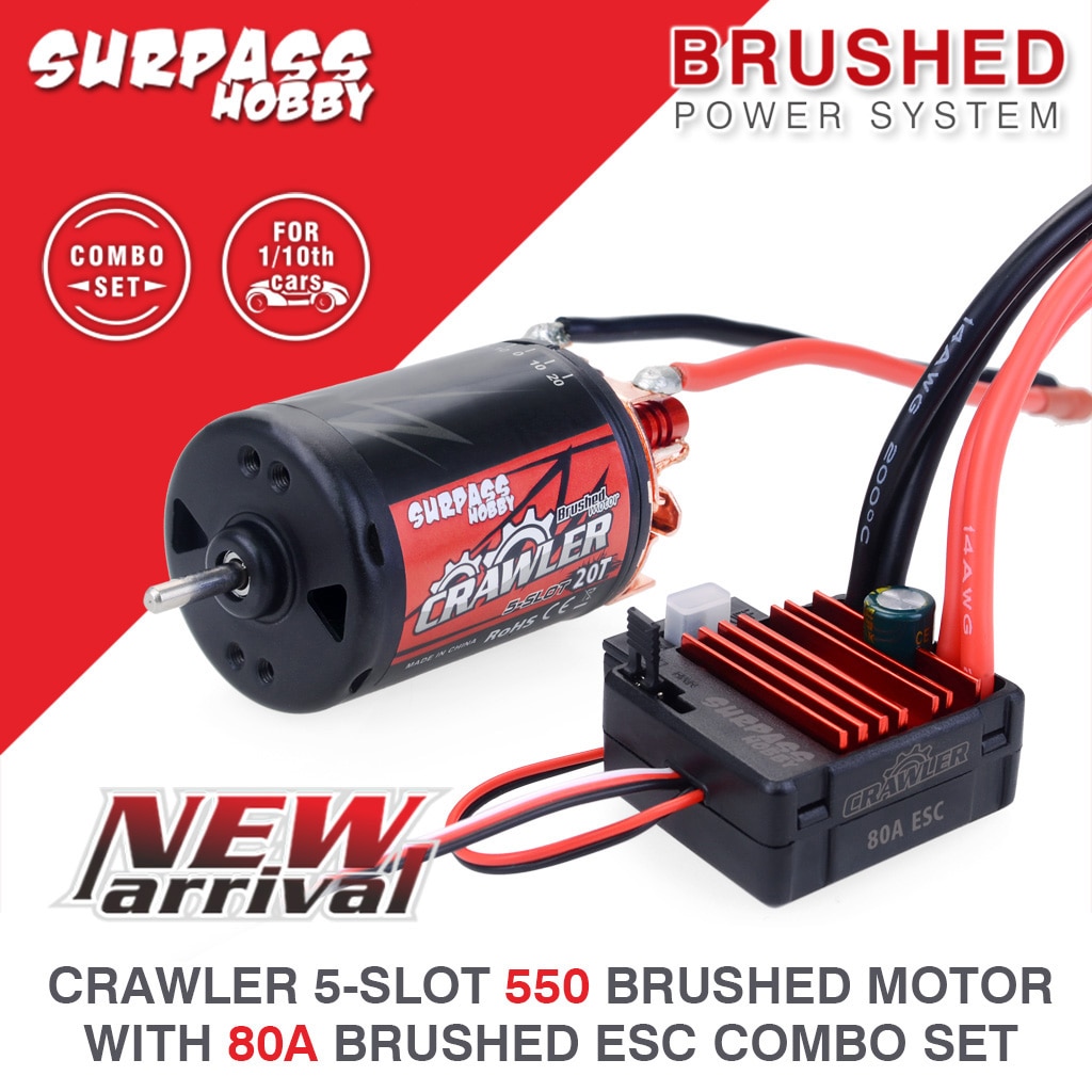 Waterproof 5-Slot 540 550 10T 11T 12T 13T 16T 20T Brushed motor w/ 60A 80A ESC for tamiya Kyosho TRAXXAS WLtoys 1/10 RC Car