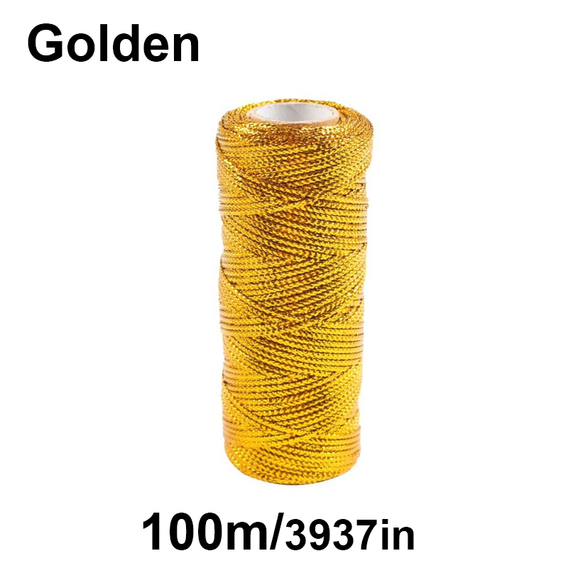Makramé Tråd 1.5mm 100M - Flettet polyester tau til DIY Håndverk, Søm, Dekorasjon: Antikk sølv