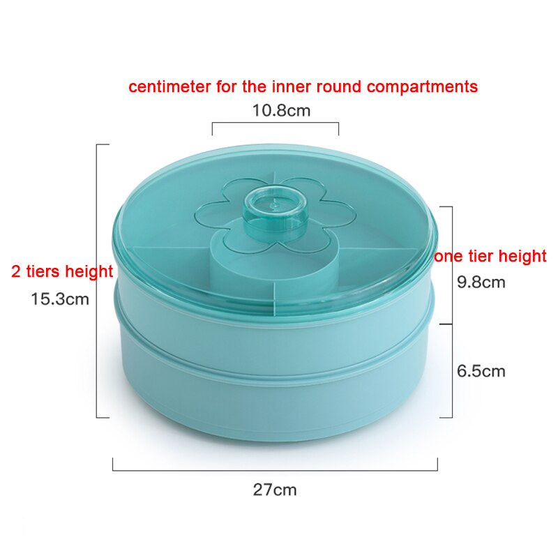 Rotating Snack Box Plastic Food Storage Organizer Candy Nuts Serving Container Divided Compartments Party Snack Plate with Lid