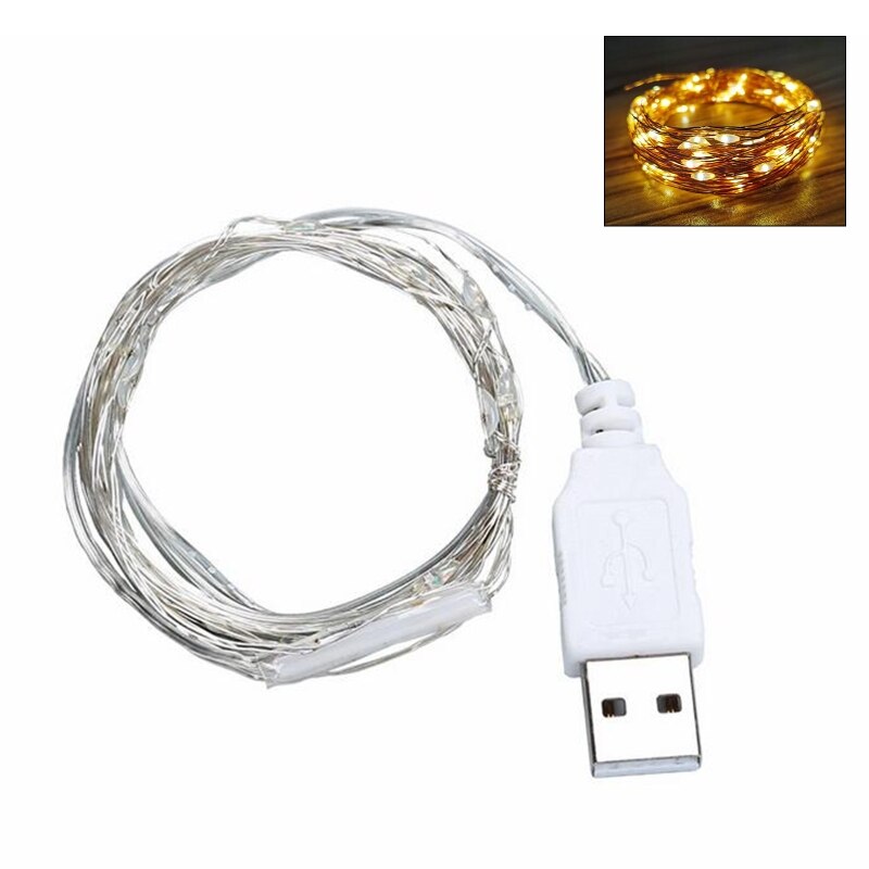 3m 30 LED USB String Lichter Silber Draht Garland Wasserdicht Fee Lampe Weihnachten Hochzeit Party Dekoration: White1