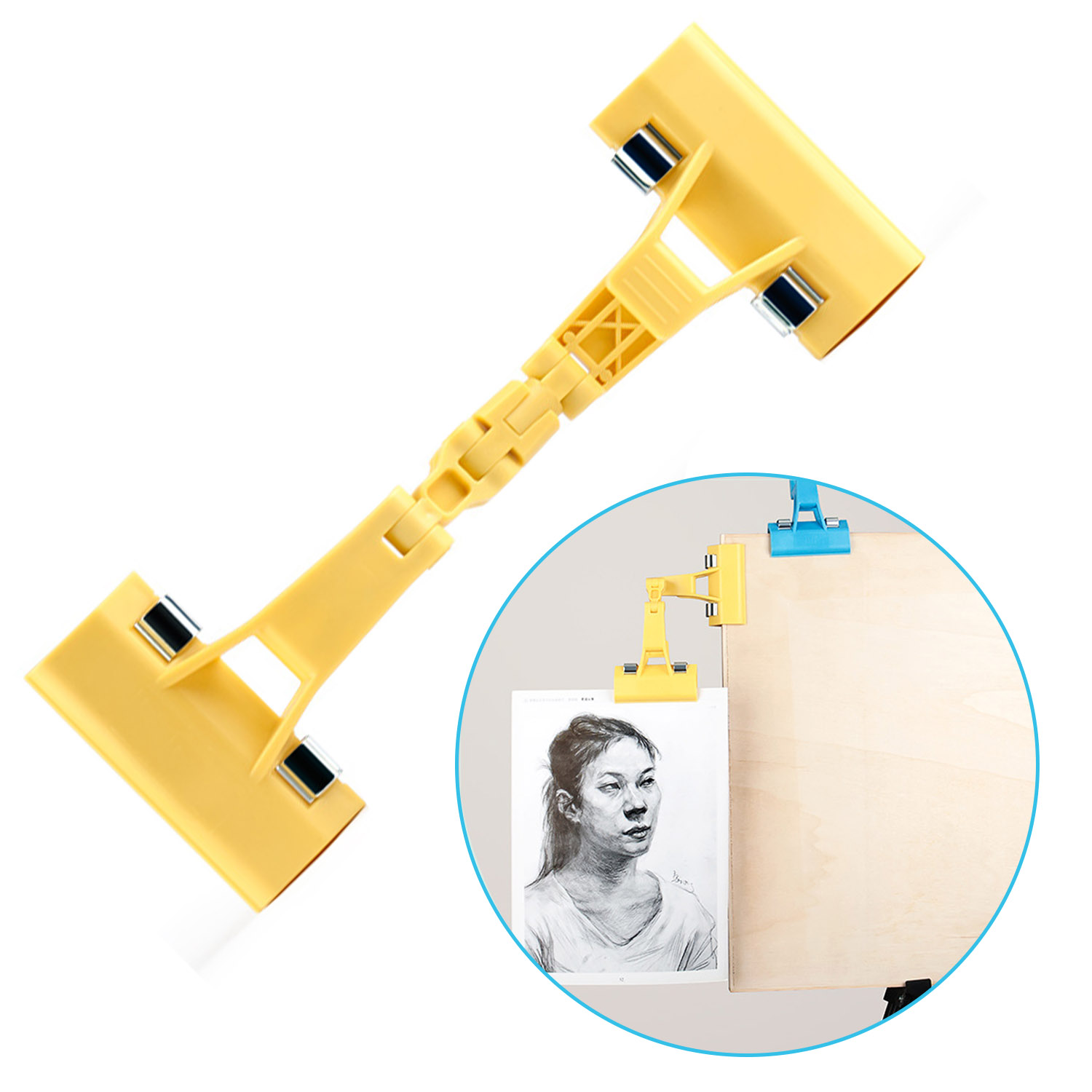Abrazadera de Clip de pintura de soporte de copia de imagen giratoria de doble cabeza para caballetes de artista, tablas de dibujo de Color al azar