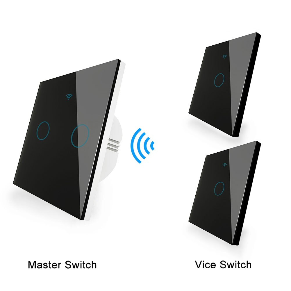 WiFi RF433 Transmitter Wall Panel Smart Glass Panel Touch Switch 1/2/3 Gang Remote Control Switch Works with Alexa, Google Home: Kit 4