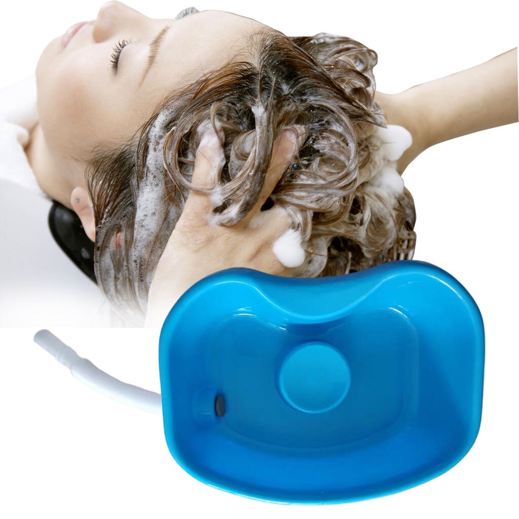 Stabile Tragbare Bett Shampoo Becken Shampoo Fach Handy, Mobiltelefon Dusche Kopf Kissen für Haar Waschen Nacht Behinderte Art Blau
