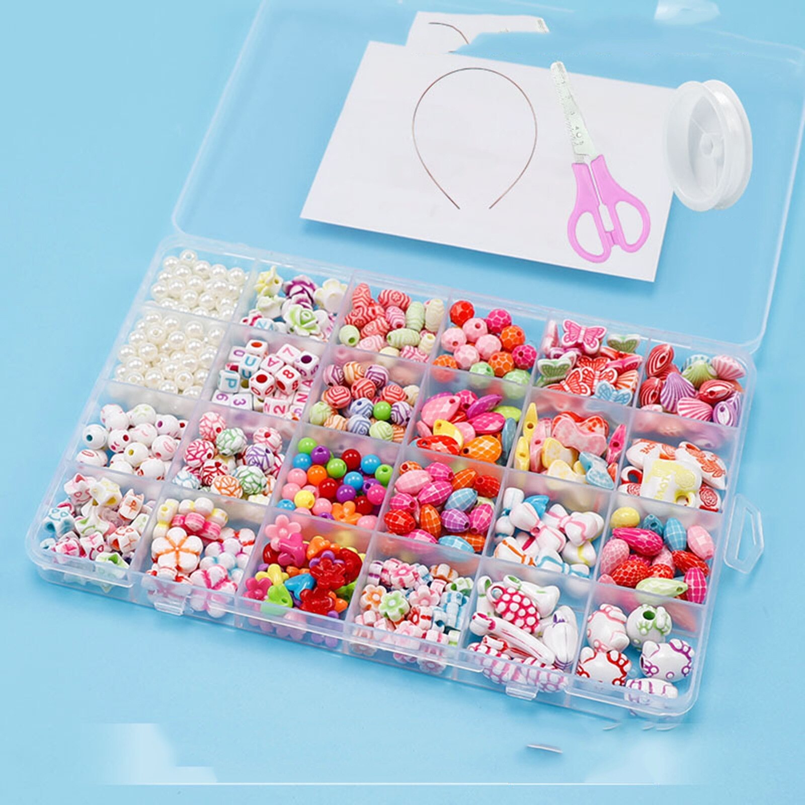 1 Set Acrylic DIY Handmade Beaded Kits For Girls Bracelet Necklace DIY Jewelry Making Craft Cute Heart Materials Accessories: 11