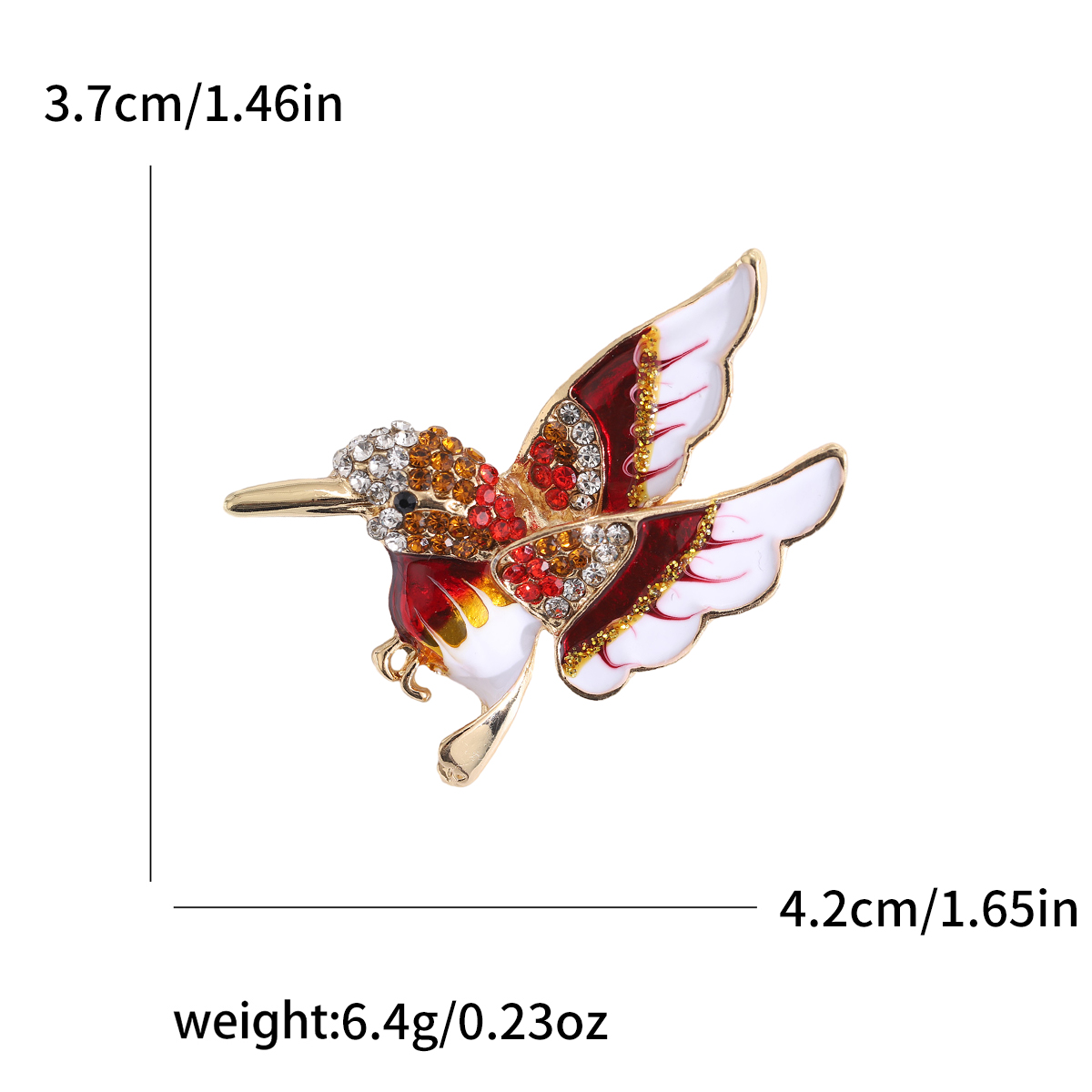 Broches colibri en strass pour femmes, unisexe, en verre, oiseau, animaux, Banquet, fête, sac à dos, , accessoires bijoux: Rhodium plaqué