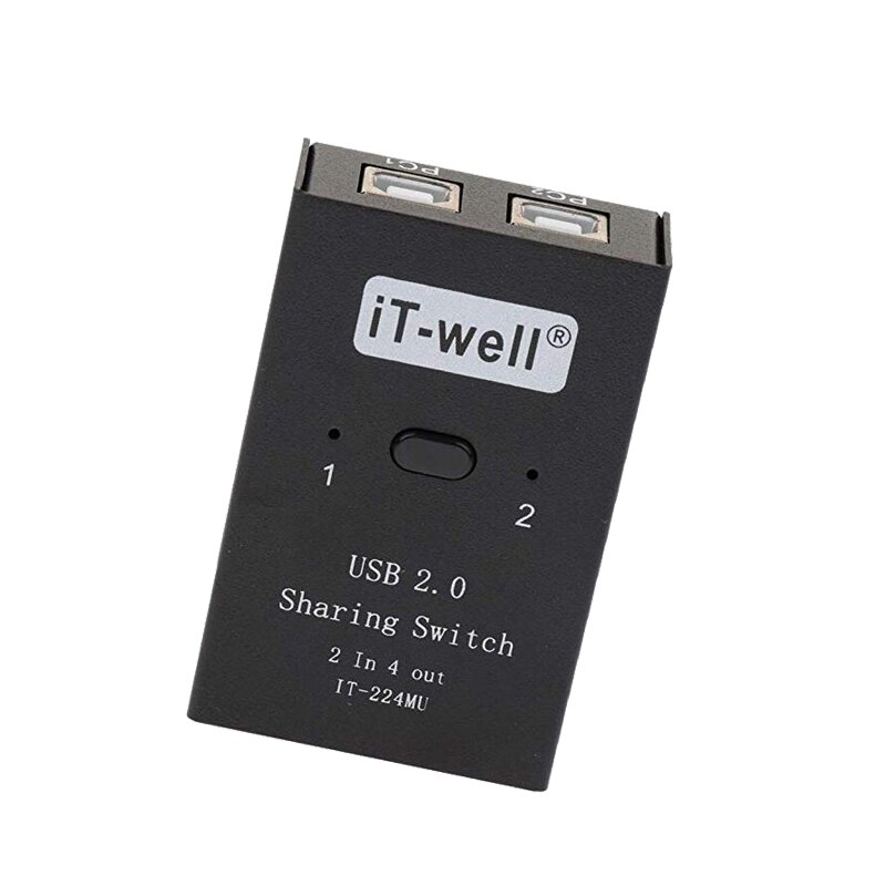 USB 2.0 Manual Sharing Switch 2 Computers Sharing 4 Devices Peripheral Switcher Box Hub Mouse, Keyboard, Scanner, Printer, PC