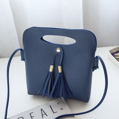 Daunavia mærke kvinder kvindelig pu læder skuldertaske simpel dame slik farve kvast bøtte tote minihåndtaske: Blå