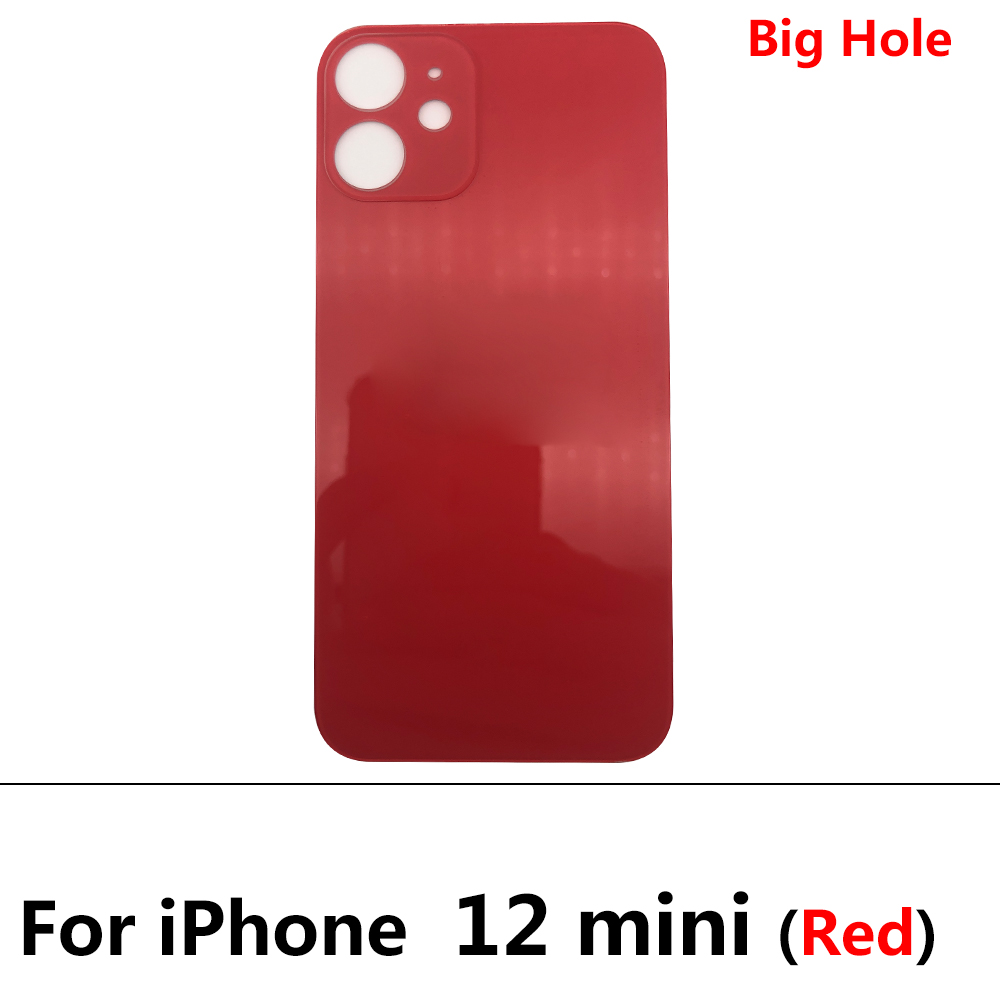 Big Hole Glass Back Cover For Iphone 12 Pro Max 12 Mini Battery Back Cover Glass Rear Door Replacement Housing: For 12 Mini Red