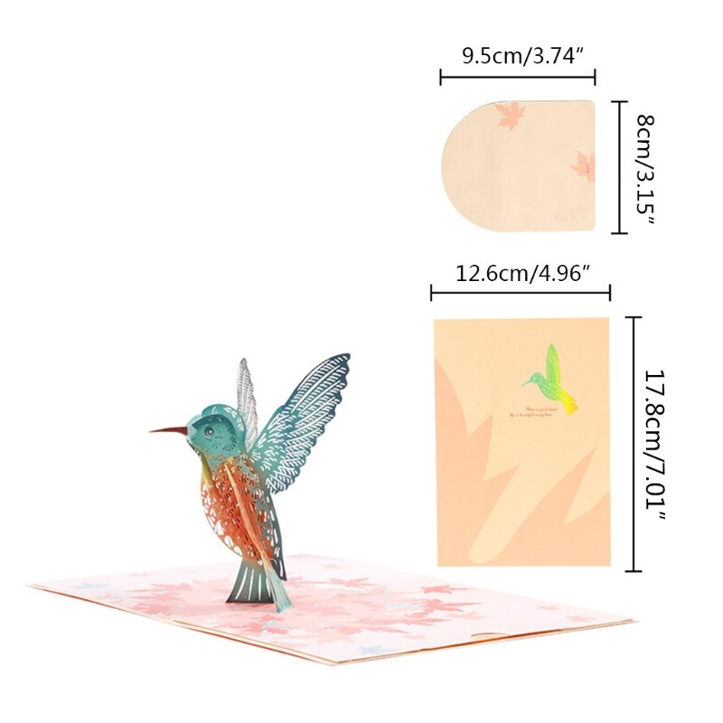 3D Pop-Up Animal Bird Greeting Card for Birthday Mother's Day Wedding Envelope 652A