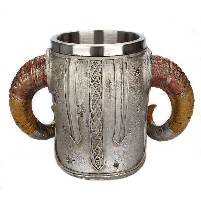 Retro harpiks rustfrit stål ølkrus kranium ridder halloween kaffekop viking te krus pub bar dekoration
