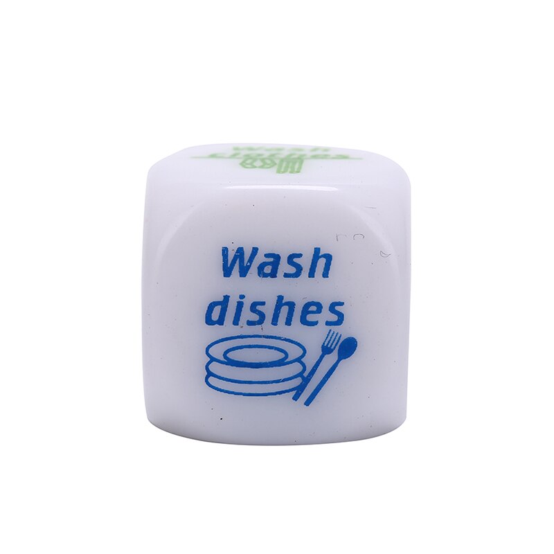 7 unids/set 20mm casa de misión dados lavar la ropa cocinar comprar verduras lavar los platos no hacer nada barrer suelo dados