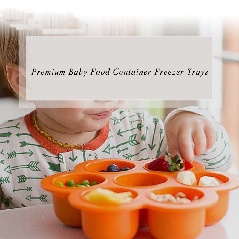 Fødevaregodkendt silikone babymad frysebakke med clip-on låg bpa fri opbevaringsbeholder til grøntsags- og frugtmælk