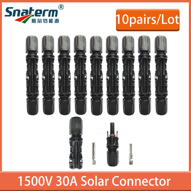 Conector solar Conectores de panel solar fotovoltaico macho y hembra IP67 1000V/1500VDC para cable solar 14/12/10/8 AWG uso en sistema solar