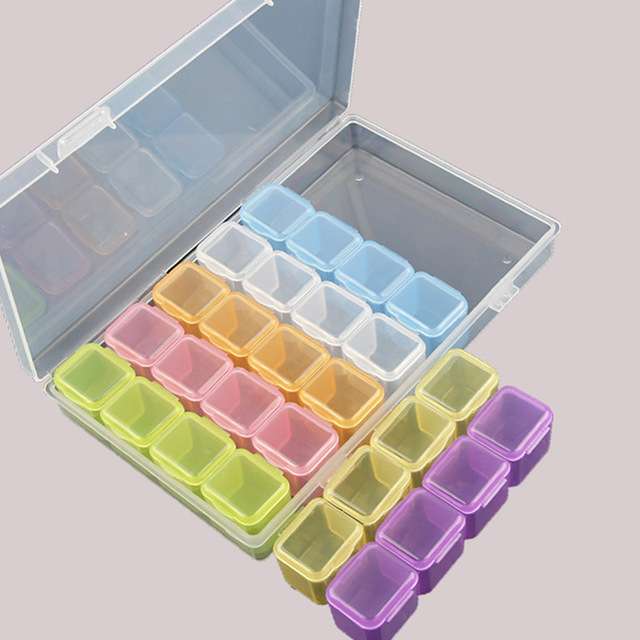 56/28/64 Grid 5d Diamond Painting Accessories Storage Box Diamond Painting Drill Storage Box Transparent Container For: 28 color box stick / 3set