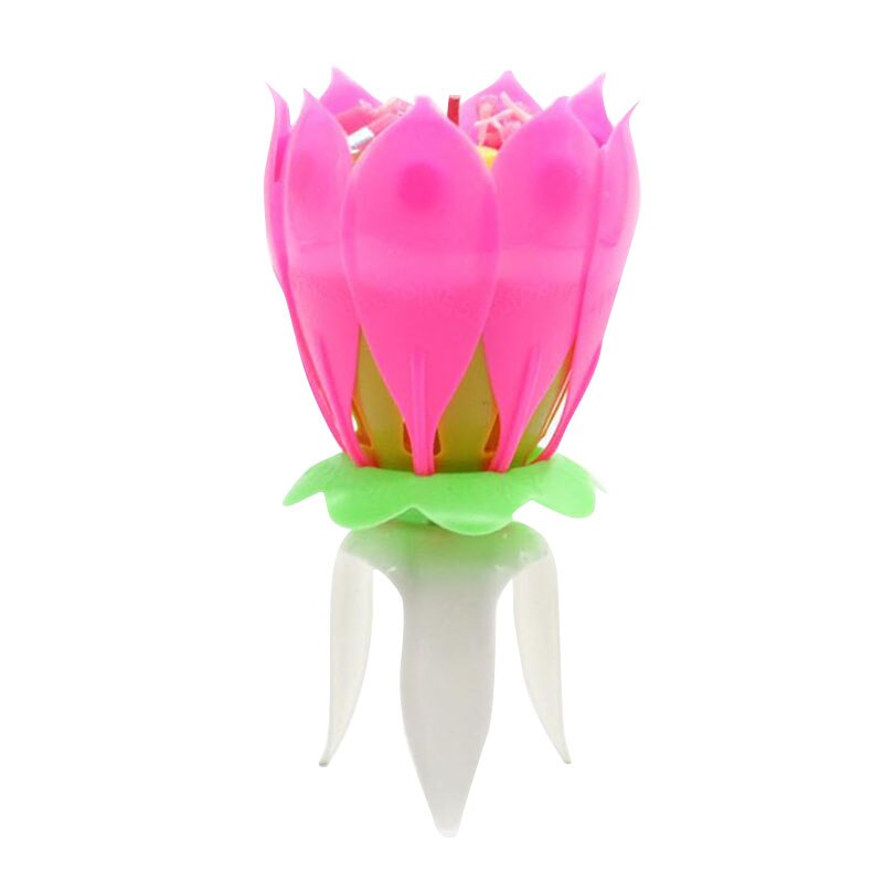 1PCS Lotus Flower Birthday Cake Candles Decorative Festival Music Music Party