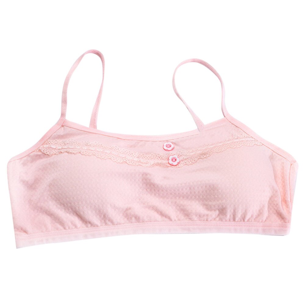 Junges Mädchen Baumwolle Camisoles Mädchen Unterwäsche Druck Spitze weste oben Für Jugendliche Ausbildung leibchen: Rosa