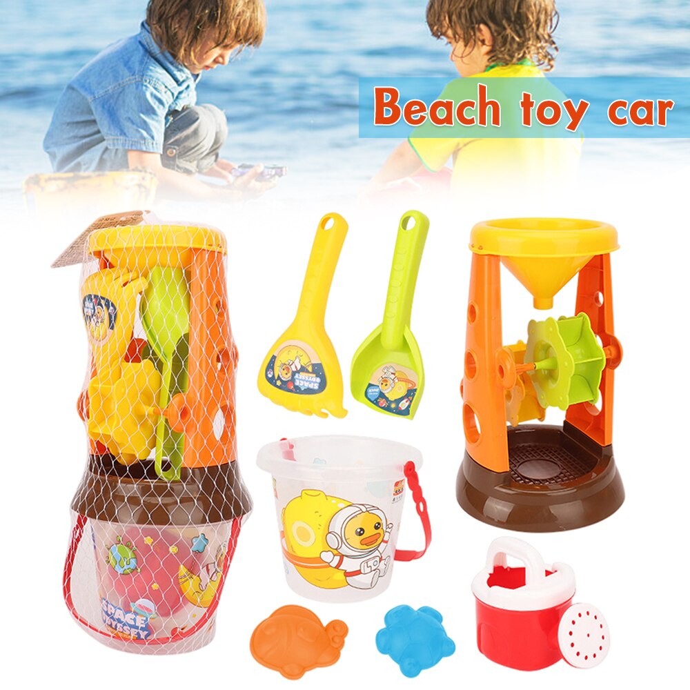 Children&#39;s Beach Toy Set Cartoon Cart Shovel Sand Water Toys for Outdoor Great for Boys Girls Multicolor Outdoor Toys SEC88