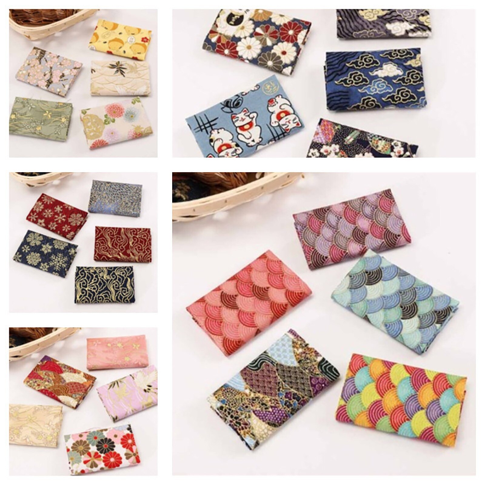 5 Stks/set Japan Stijl Gemengde Kleur Katoen Stof Zephyr Kat Cloud Tussenvoeringen &amp; Voeringen Ijzer Op Naaien Patchwork Lijm Doek