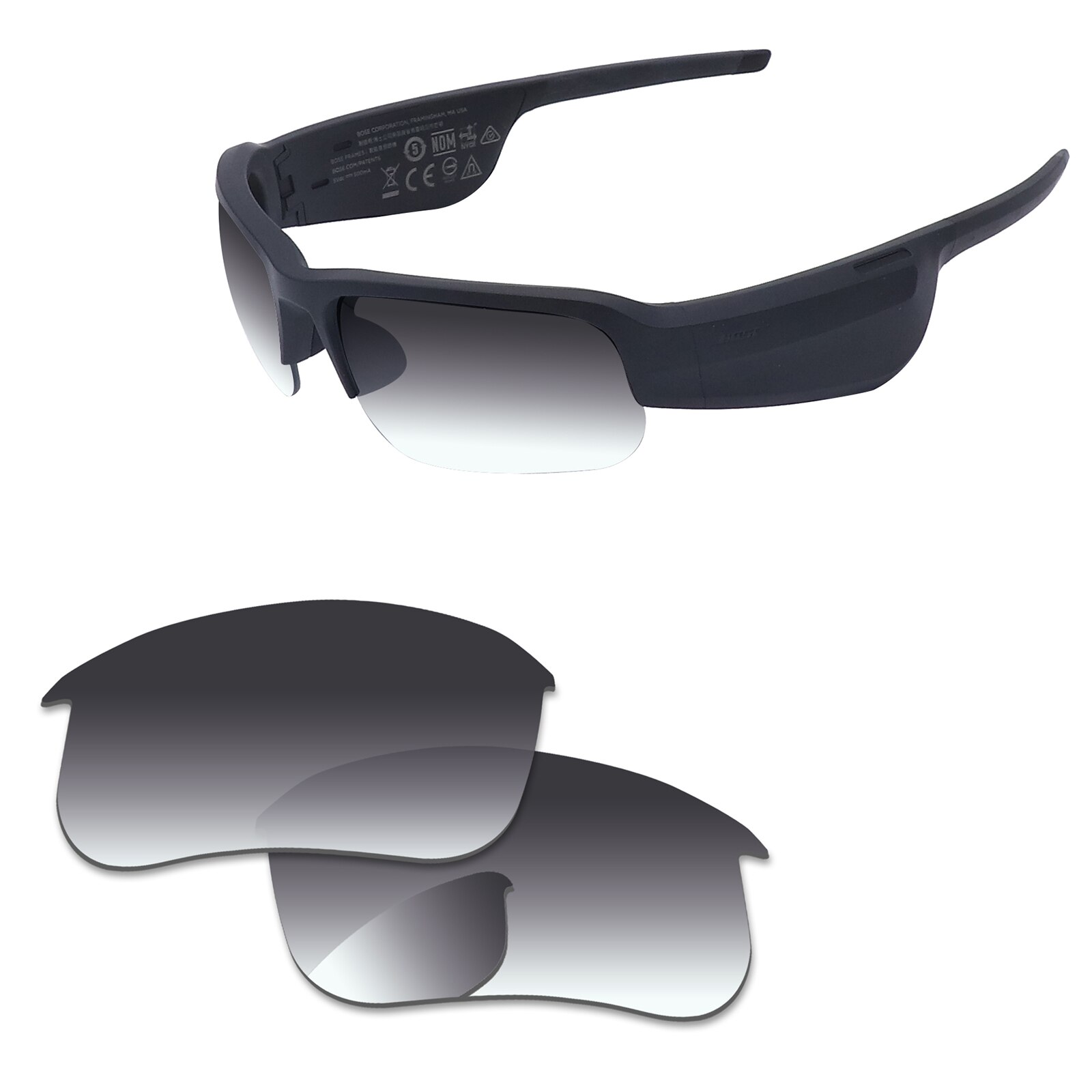 Alphax Replacement Lenses for Bose Tempo Sunglasses Polarized - Multiple Options: Grey Gradient