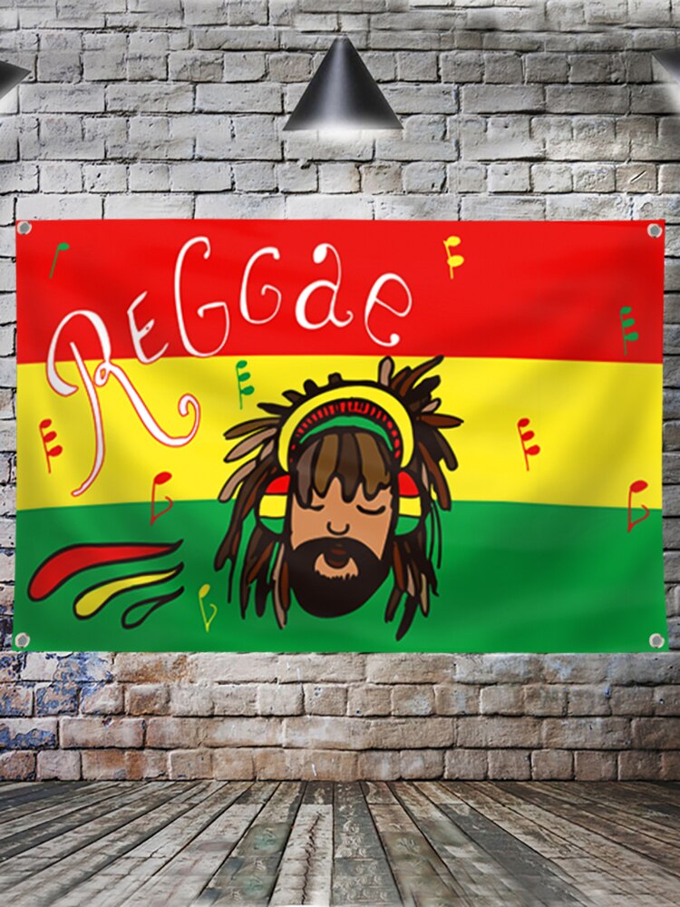 Leaf Rasta Lion Hanging Flag Banner Music Rock Reggae Jamaica Home Decoration Wall Art 4 Gromments in Corners 3*5FT 144cm*96cm: E / 3 x 5FT (96 x 144cm)