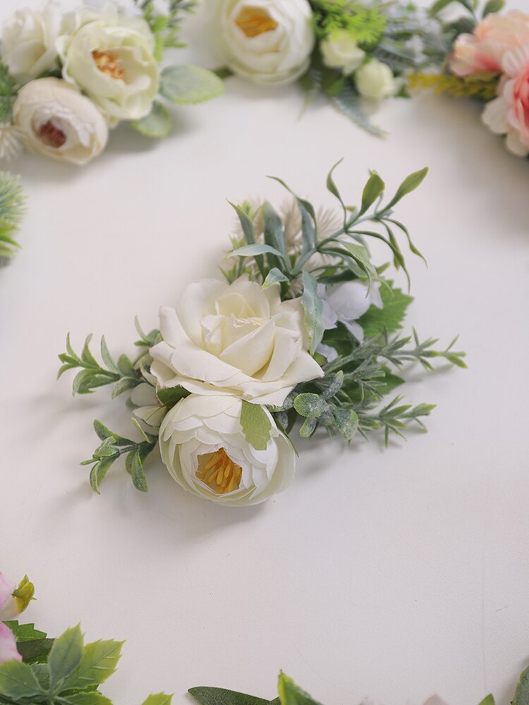 Boho hvid brudehår kamme rustikke bryllup blomster brud grønt kamme hår tilbehør ornamenter