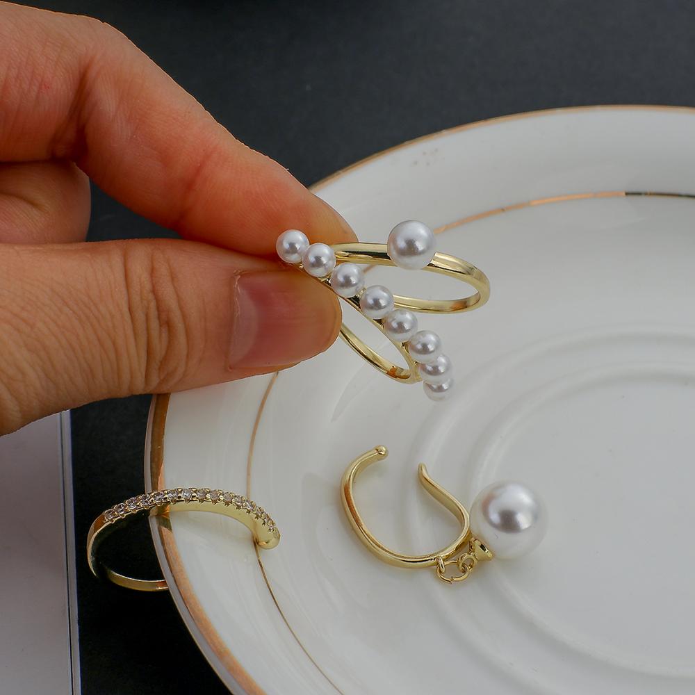 Lifefontier-pendientes redondos de perlas de imitación para mujer, aretes pequeños a la , sin Piercing, de joyería para boda