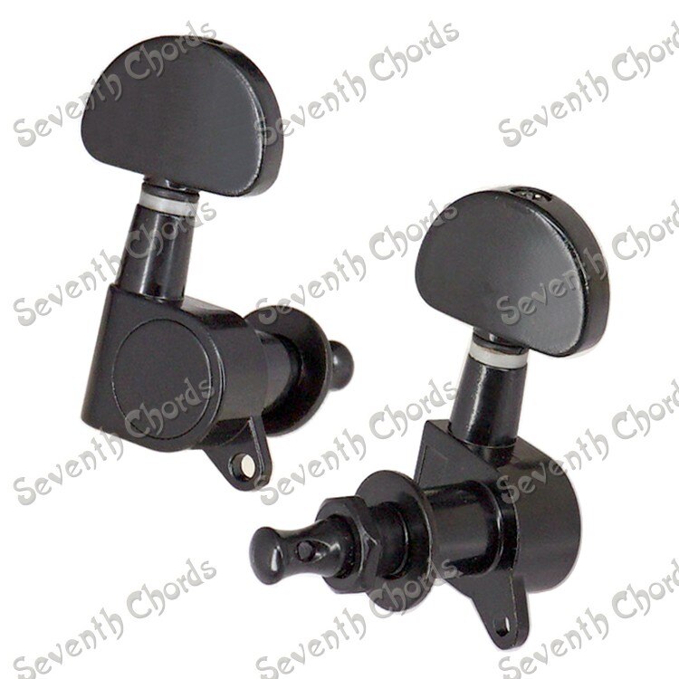 A Set of 6 Pcs Black Big Semicircle Buttons Guitar String Tuning Pegs keys Tuners Machine Heads for Acoustic Electric Guitar